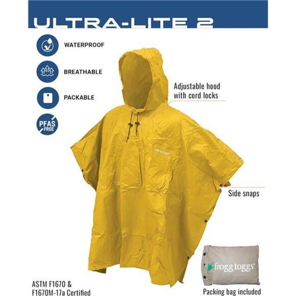 FROGG TOGGS Waterproof Raincoat Breathable Rain Poncho Coat Adult Women's YELLOW - Picture 2 of 7